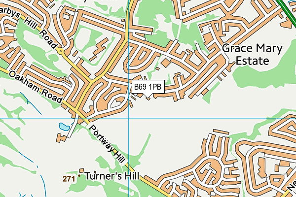 B69 1PB map - OS VectorMap District (Ordnance Survey)