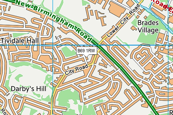 B69 1RW map - OS VectorMap District (Ordnance Survey)