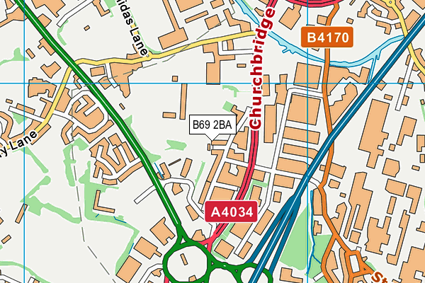 B69 2BA map - OS VectorMap District (Ordnance Survey)