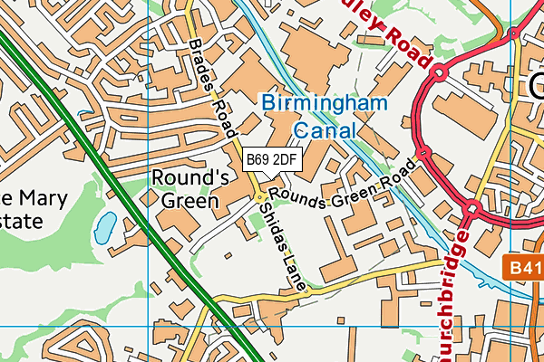 B69 2DF map - OS VectorMap District (Ordnance Survey)