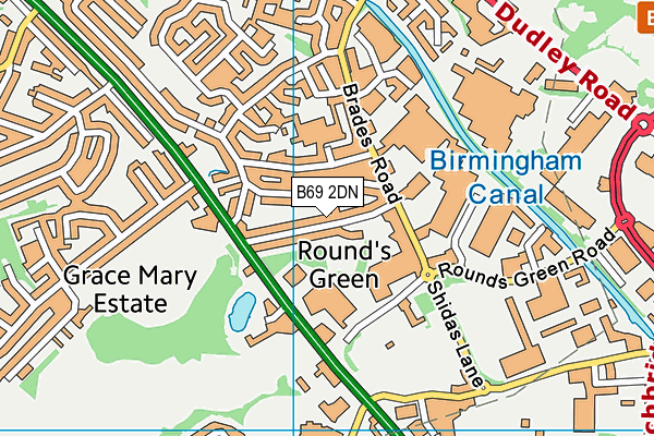 B69 2DN map - OS VectorMap District (Ordnance Survey)