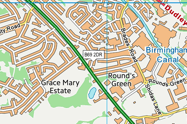 B69 2DR map - OS VectorMap District (Ordnance Survey)