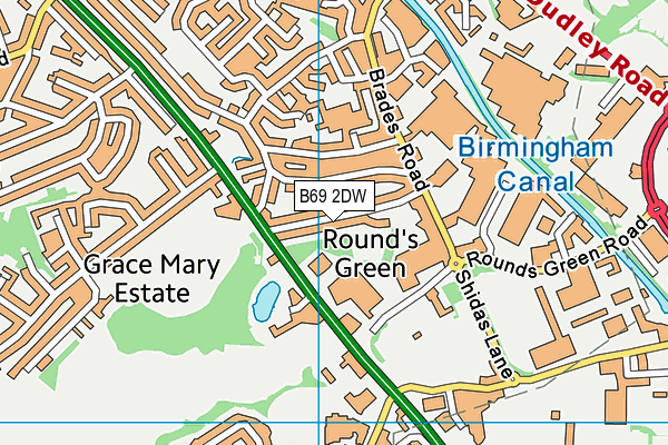 B69 2DW map - OS VectorMap District (Ordnance Survey)