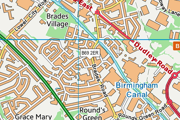 B69 2ER map - OS VectorMap District (Ordnance Survey)