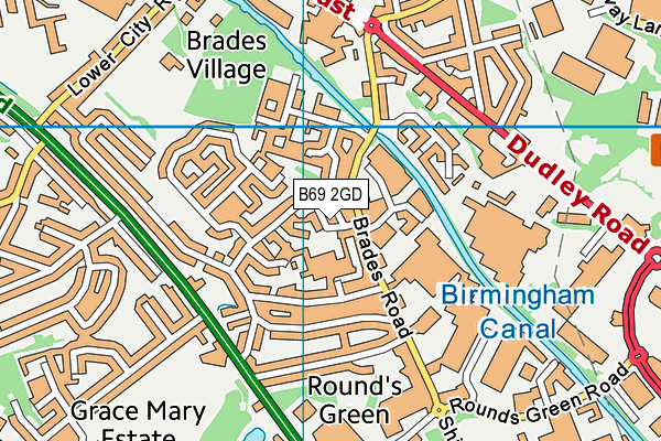 B69 2GD map - OS VectorMap District (Ordnance Survey)