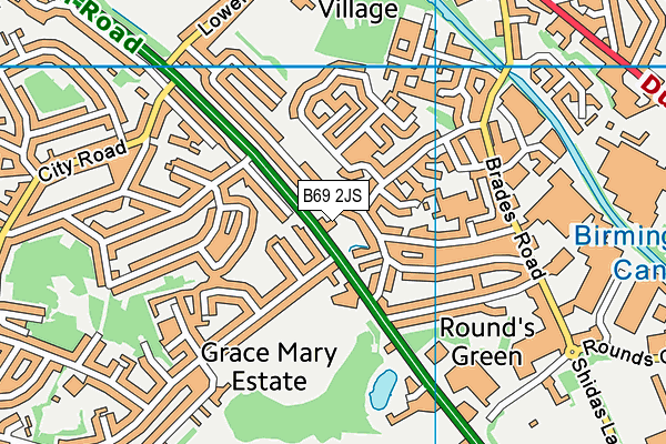 B69 2JS map - OS VectorMap District (Ordnance Survey)