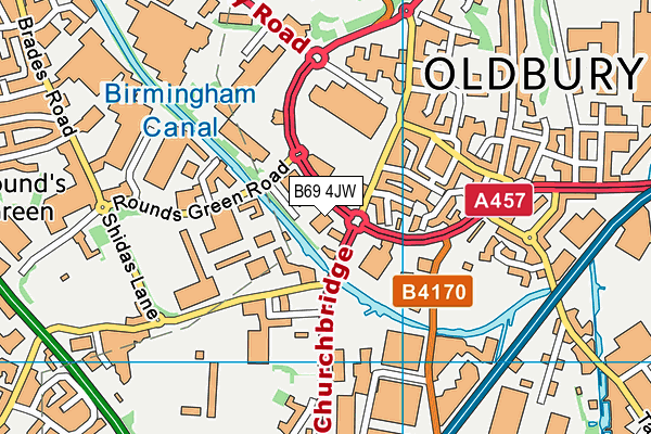 B69 4JW map - OS VectorMap District (Ordnance Survey)