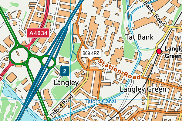 B69 4PZ map - OS VectorMap District (Ordnance Survey)