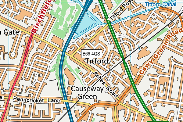 B69 4QS map - OS VectorMap District (Ordnance Survey)