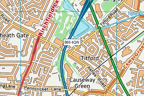 B69 4QW map - OS VectorMap District (Ordnance Survey)