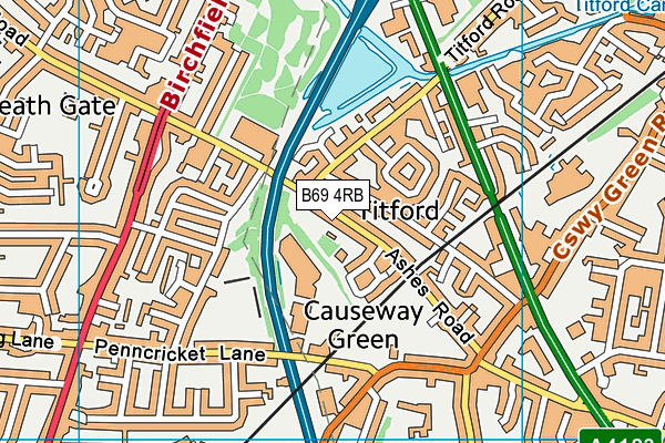 B69 4RB map - OS VectorMap District (Ordnance Survey)