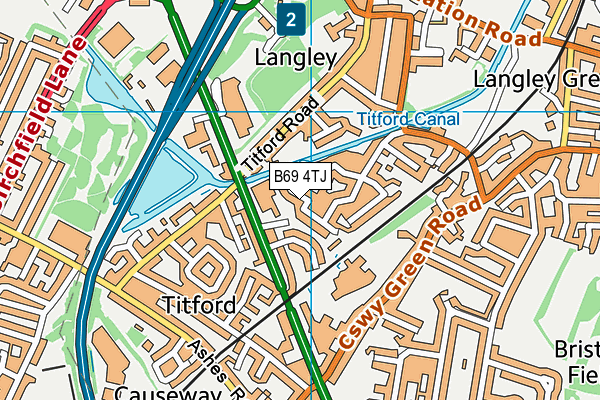 B69 4TJ map - OS VectorMap District (Ordnance Survey)