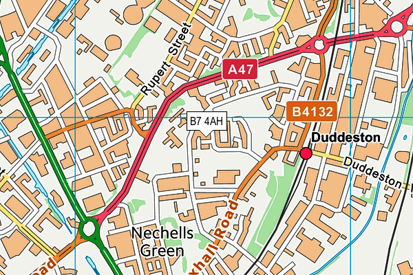 B7 4AH map - OS VectorMap District (Ordnance Survey)