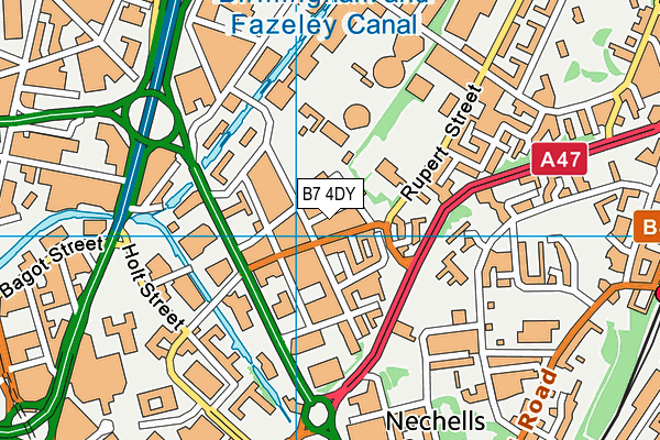 B7 4DY map - OS VectorMap District (Ordnance Survey)