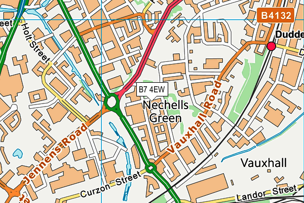 B7 4EW map - OS VectorMap District (Ordnance Survey)