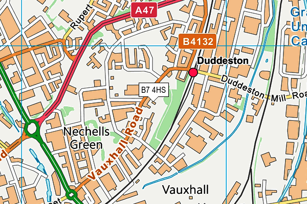 B7 4HS map - OS VectorMap District (Ordnance Survey)