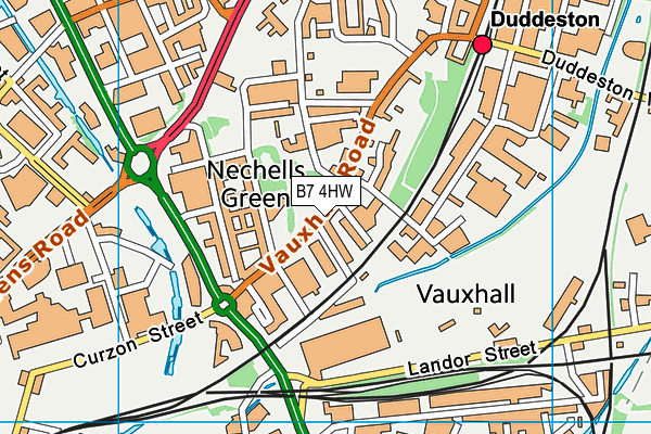 B7 4HW map - OS VectorMap District (Ordnance Survey)