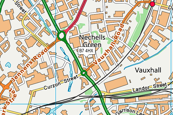 B7 4HX map - OS VectorMap District (Ordnance Survey)