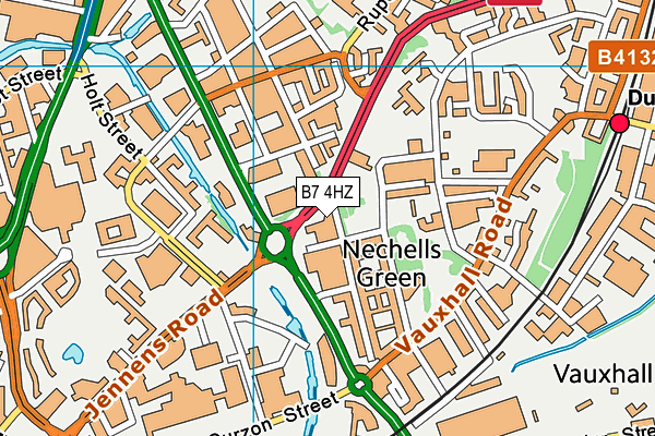 B7 4HZ map - OS VectorMap District (Ordnance Survey)