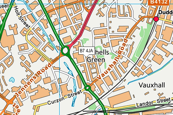 B7 4JA map - OS VectorMap District (Ordnance Survey)