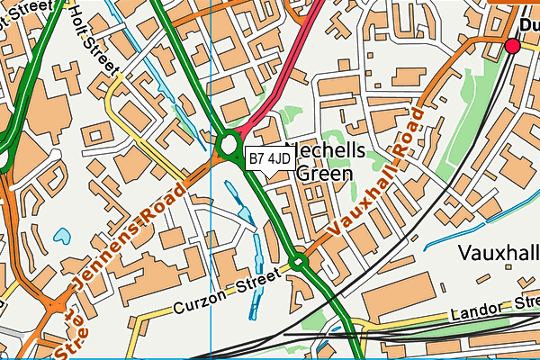 B7 4JD map - OS VectorMap District (Ordnance Survey)