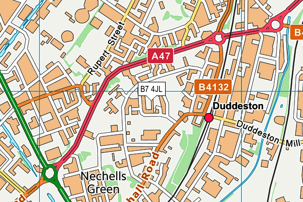 B7 4JL map - OS VectorMap District (Ordnance Survey)