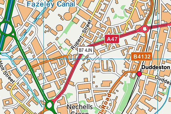 B7 4JN map - OS VectorMap District (Ordnance Survey)