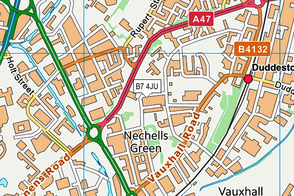 B7 4JU map - OS VectorMap District (Ordnance Survey)