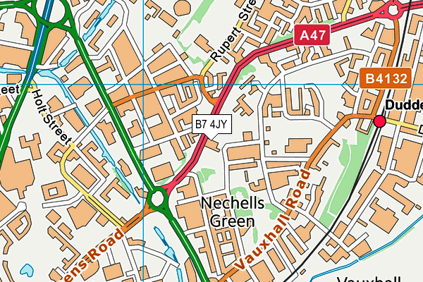 B7 4JY map - OS VectorMap District (Ordnance Survey)