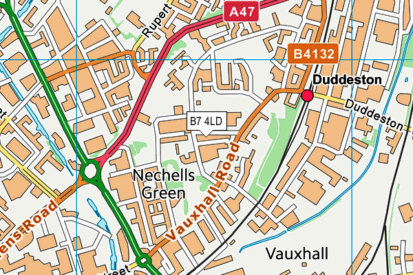 B7 4LD map - OS VectorMap District (Ordnance Survey)