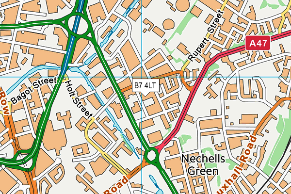 B7 4LT map - OS VectorMap District (Ordnance Survey)