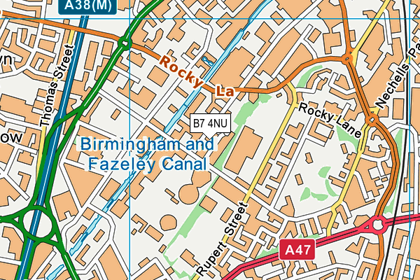 B7 4NU map - OS VectorMap District (Ordnance Survey)