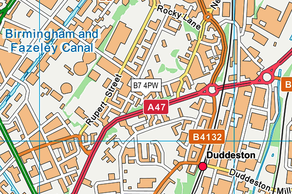 B7 4PW map - OS VectorMap District (Ordnance Survey)