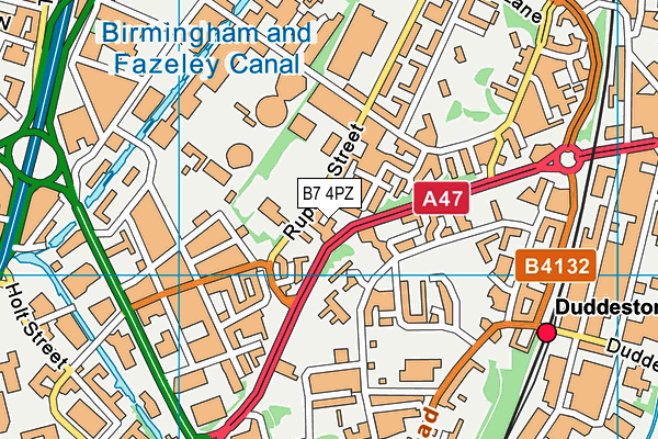 B7 4PZ map - OS VectorMap District (Ordnance Survey)