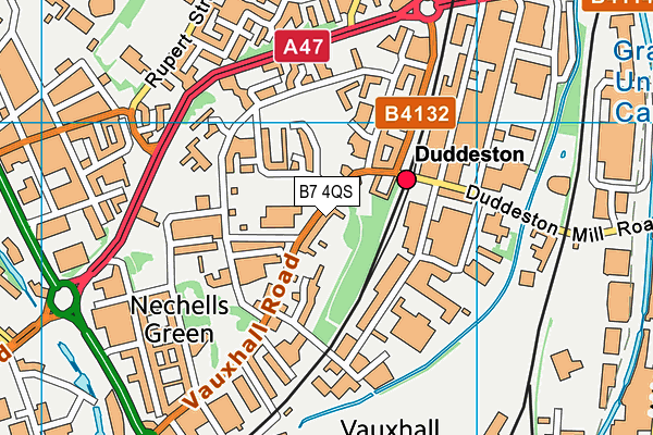 B7 4QS map - OS VectorMap District (Ordnance Survey)