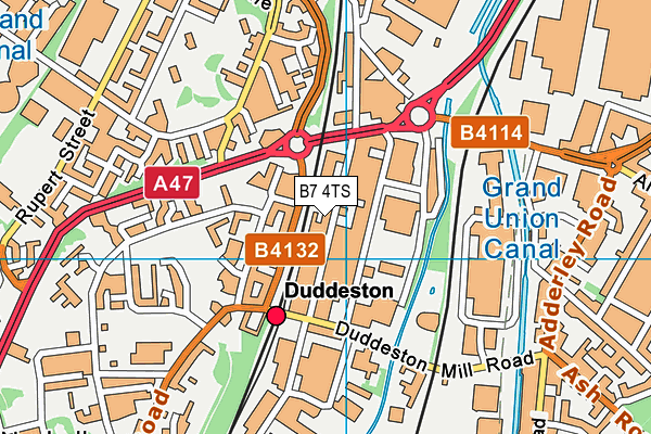 B7 4TS map - OS VectorMap District (Ordnance Survey)