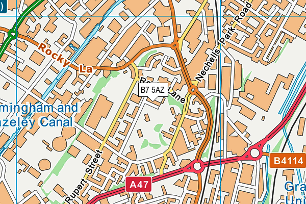 B7 5AZ map - OS VectorMap District (Ordnance Survey)