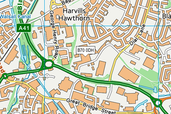 B70 0DH map - OS VectorMap District (Ordnance Survey)