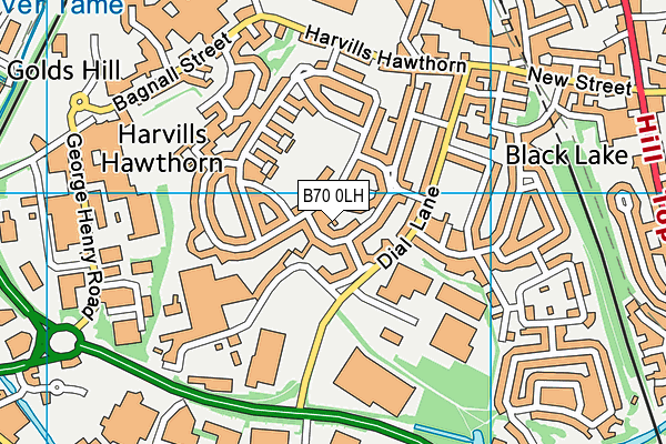 B70 0LH map - OS VectorMap District (Ordnance Survey)