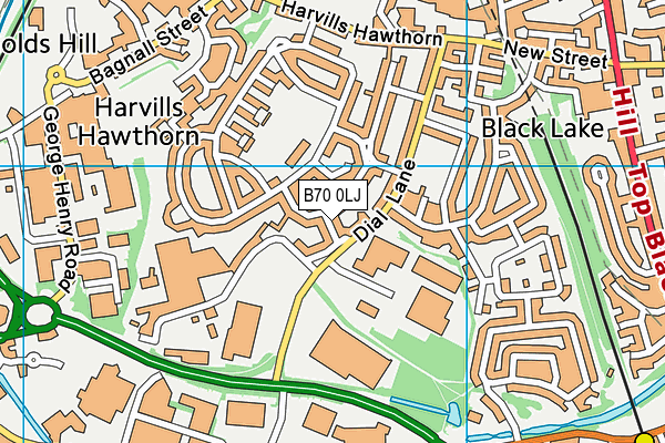 B70 0LJ map - OS VectorMap District (Ordnance Survey)
