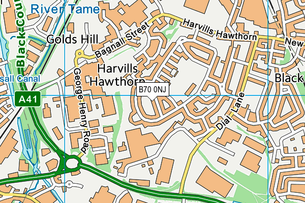 B70 0NJ map - OS VectorMap District (Ordnance Survey)