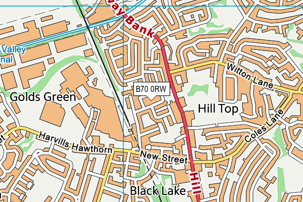 B70 0RW map - OS VectorMap District (Ordnance Survey)