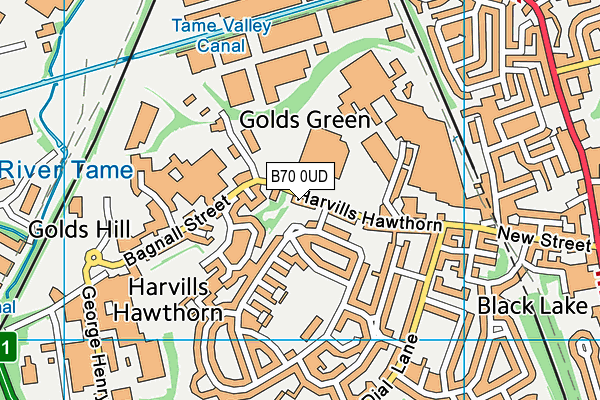 B70 0UD map - OS VectorMap District (Ordnance Survey)