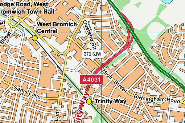 B70 6JW map - OS VectorMap District (Ordnance Survey)