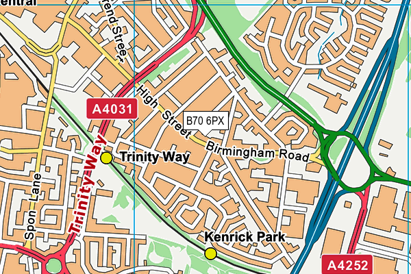 B70 6PX map - OS VectorMap District (Ordnance Survey)