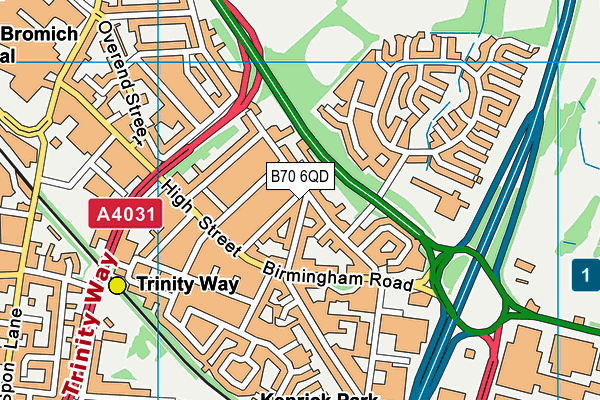 B70 6QD map - OS VectorMap District (Ordnance Survey)