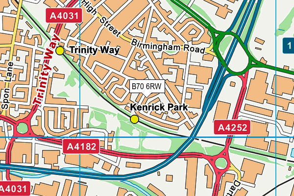 B70 6RW map - OS VectorMap District (Ordnance Survey)