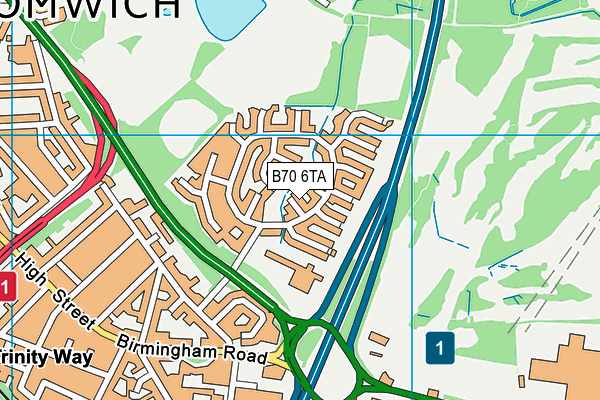 B70 6TA map - OS VectorMap District (Ordnance Survey)