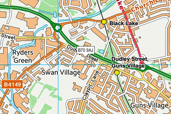 B70 9AJ map - OS VectorMap District (Ordnance Survey)