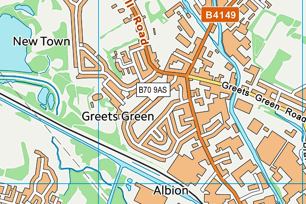 B70 9AS map - OS VectorMap District (Ordnance Survey)